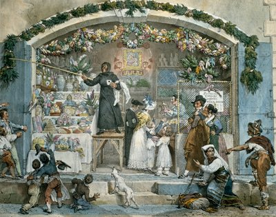 Befana i Rom, tryck av Jean-Baptiste Thomas (1791-1834), av Jean Baptiste Thomas