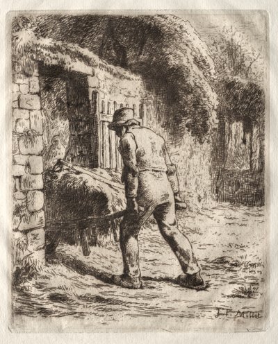 Bonde med en skottkärra av Jean-Francois Millet