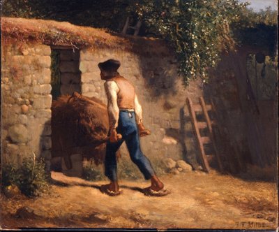 Bonde med en skottkärra av Jean-Francois Millet