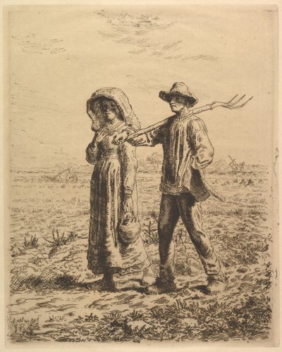 Bönder på väg till arbetet av Jean-Francois Millet