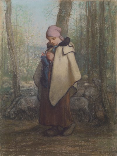 Den stickande herdinnan av Jean-Francois Millet