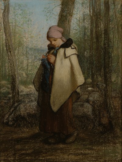 Den stickande herdinnan av Jean-Francois Millet