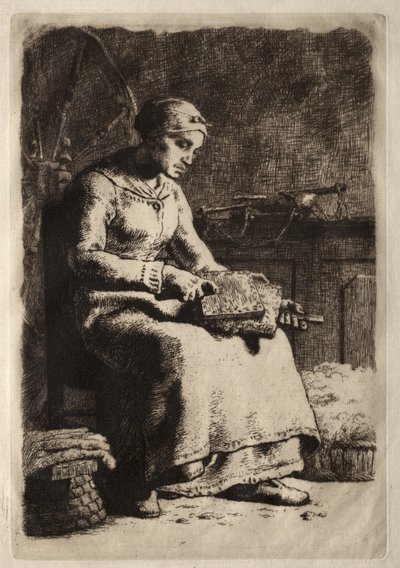 Kvinna som kardar ull av Jean-Francois Millet