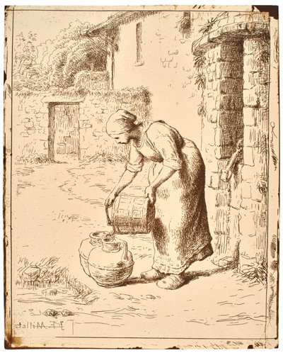 Kvinna som tömmer en hink av Jean-Francois Millet