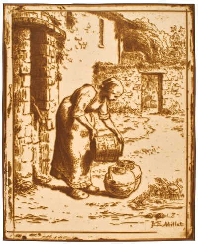 Kvinna som tömmer en hink av Jean-Francois Millet