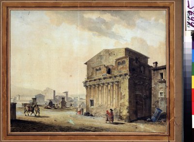 Rom, Pontius Pilatus hus (10 f.Kr.-39 e.Kr.) (Rom, Pontius Pilatus hus). Målning av Jean Francois Thomas de Thomon (1754-1813). Akvarell och tusch på papper, 36,7 x 46,6 cm av Jean François Thomas de Thomon