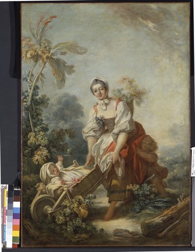 The Joys Of Motherhood (olja på duk) av Jean Honore Fragonard