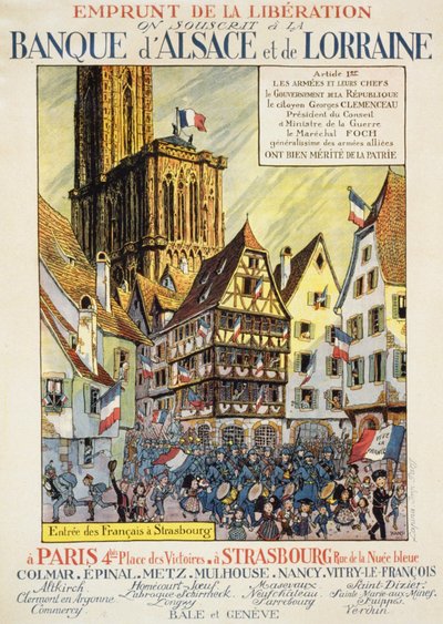 Lån för befrielse: "Vi tecknar oss för Alsace och Lorraines bank" - affisch, cirka 1918 av Jean-Jacques (1873-1951) Waltz