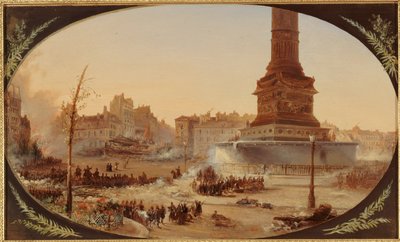 La Place de la Bastille und die Barrikade am Eingang des Faubourg Saint-Antoine, am 25. Juni 1848 von Jean-Jacques Champin