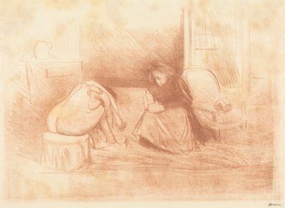 Kvinna vid sin toalett med sin kammarjungfru (andra liggande plattan) av Jean-Louis Forain
