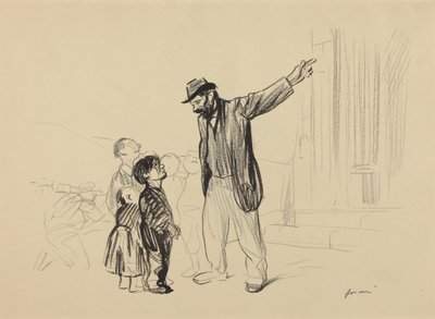 a) Deras fäders kyrka (framsida); b) Man med cigarett (baksida) av Jean-Louis Forain