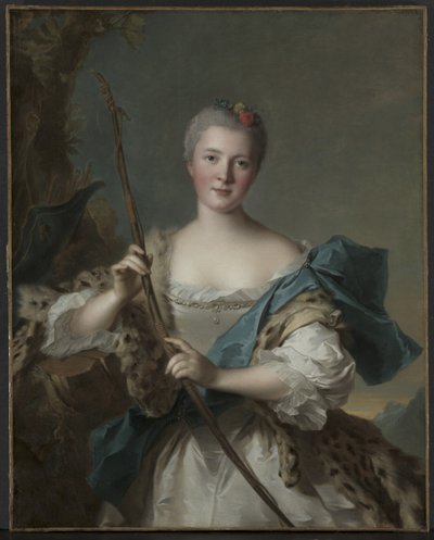 Porträtt av en kvinna som Diana av Jean-Marc Nattier