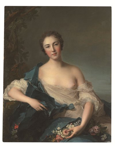 Porträtt av en kvinna som Flora av Jean Marc Nattier