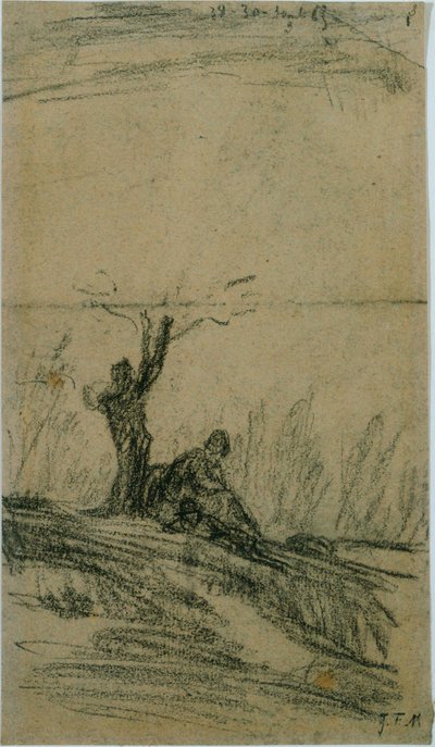 Figure Seated Under a Tree av Jean Francois Millet