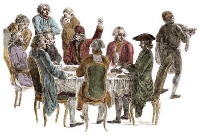 Le Dinner des philosophes - Voltaire (Francois Marie Arouet dit av Jean (after) Huber