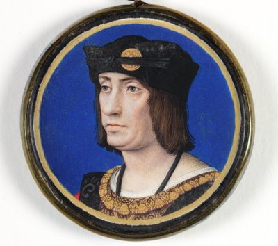 Kung Ludvig XII av Frankrike (akvarell & kroppsfärg på veläng) av Jean (attr.to) Perreal