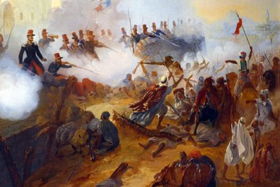Kapten Lelièvres heroiska försvar i Mazagran (februari 1840), detalj av Jean Adolphe Beauce