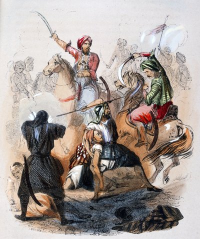 Ibrahim Pasha (1789-1848) på slagfältet under fälttåget mot wahhabiterna av Jean Adolphe Beauce