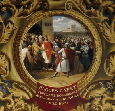Hugh Capet utropades till kung av adelsmännen i maj 987 av Jean Alaux