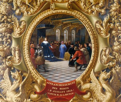 Ludvig X den busiga emanciperar de livegna 1315 av Jean Alaux