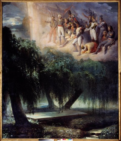 S:ta Helenes grav: allegori till begravningen av Napoleon. Målning av Jean Alaux kallad romaren (1786-1864) av Jean Alaux