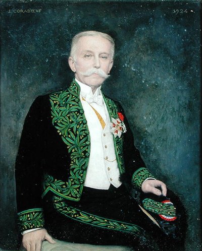 Porträtt av Rene Bazin (1853-1932) 1924 (olja på duk) av Jean Alexandre Coraboeuf