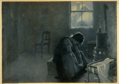 Det har varit en hård vinter, pub. 1893 (färglitografi) av Jean Alexandre Michel Andre Castaigne