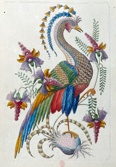 Fantastisk fågel. Teckningen kommer från en kinesisk vas. Målning av Jean Antoine Fraisse (1700-talet) av Jean Antoine Fraisse