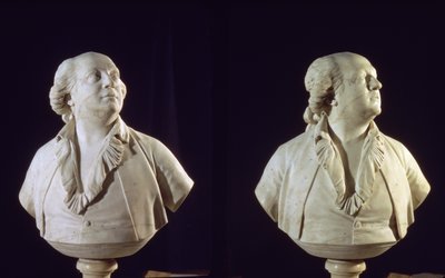 Porträttbuste av Giuseppe Balsamo (1743-95), kallad greven av Cagliostro (marmor) av Jean Antoine Houdon