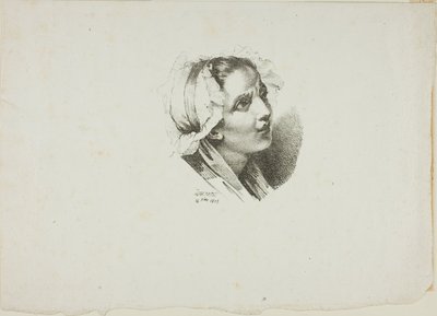 Studie av huvudet på en ung flicka av Jean Antoine Laurent