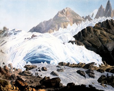 Chamonix: Arveyrons källa, ca 1800 (gravyr) av Jean Antoine Linck