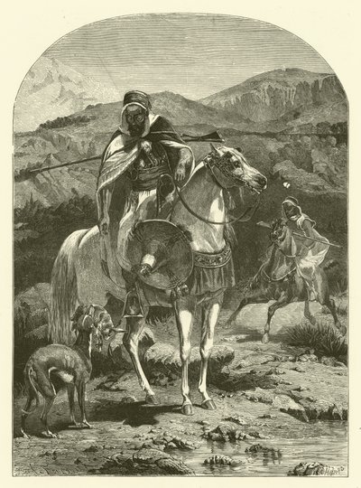 Harjakt i Algeriet med vinthundar (gravyr) av Jean Antoine Valentin Foulquier