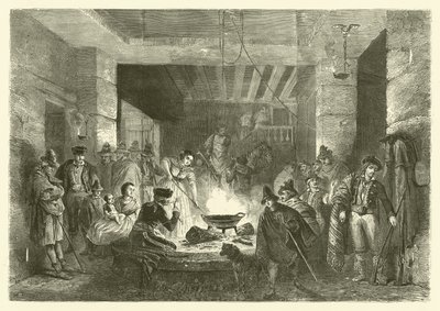 Posada, ett värdshus i Sierra Nevada, Spanien (gravyr) av Jean Antoine Valentin Foulquier