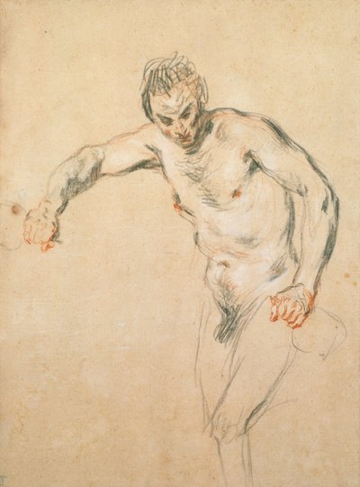 En satyr häller vin, ca 1716 (krita på papper) av Jean Antoine Watteau