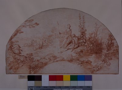 Eine Schäferin sitzt mit ihrem Liebhaber von Jean Antoine Watteau