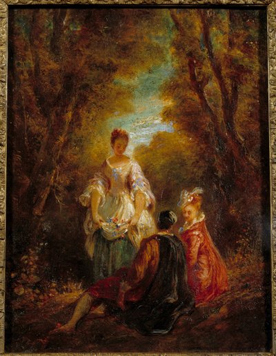 Karaktärer i en park Målning av Jean Antoine Watteau (1684-1721) 1700-talet av Jean Antoine Watteau