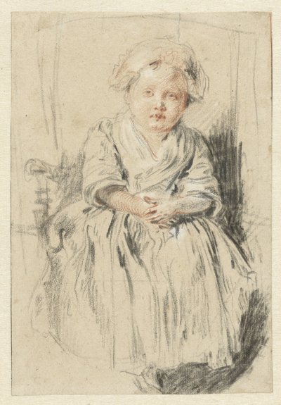Kind auf einem Stuhl sitzend von Jean-Antoine Watteau