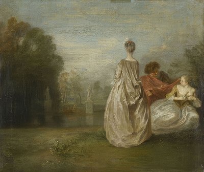 De två kusinerna (Les Deux Cousines). Omkring 1716 av Jean Antoine Watteau