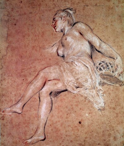 Flora Allegory av sommaren. Blod och svart penna av Jean Antoine Watteau av Jean Antoine Watteau