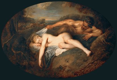 Nymf och Satyr Jupiter och Antiope av Jean Antoine Watteau
