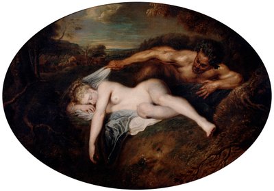 Nymf och Satyr, c1715 av Jean Antoine Watteau
