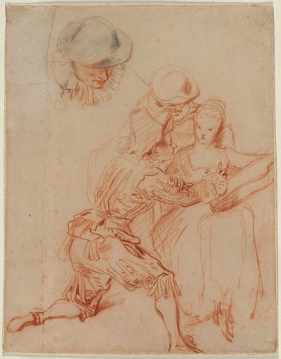 Studie für Der Romancier Le Conteur, um 1716 von Jean Antoine Watteau