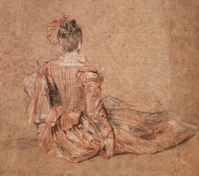 Studie av en kvinna sedd bakifrån av Jean-Antoine Watteau, 1716-1718. av Jean Antoine Watteau