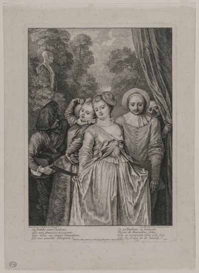 Kläderna är italienska av Jean Antoine Watteau