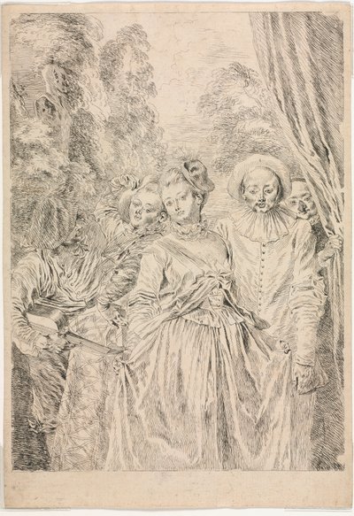 Die Kleidung ist italienisch von Jean Antoine Watteau