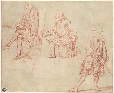 Drei Studien eines Gentlemans von Jean-Antoine Watteau