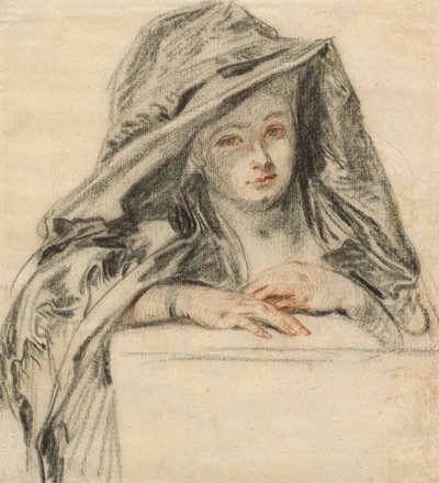 Frau in Schwarz, ca. 1719 von Jean Antoine Watteau