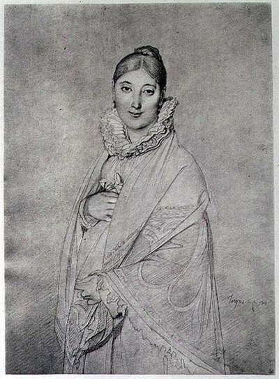 Porträtt av en kvinna av Jean Auguste Dominique (after) Ingres