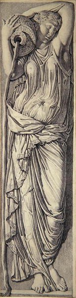 En nymf (grafit på papper) (för par se 283230) av Jean Auguste Dominique Ingres