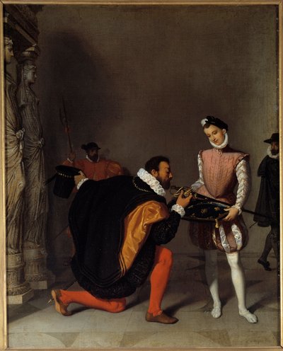 Don Pedro de Toledo, ambassadör för Filip II kysser Henri IV (1553-1610) på Louvrens målning av Jean-Auguste-Dominique Ingres (1780-1867) 1800-talssön. 0,45x0,36 m Pau, musee du chateau av Jean Auguste Dominique Ingres